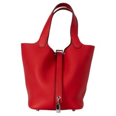 HERMES Rouge de Coeur rosso Clemence pelle PICOTIN 18 LOCK Borsa