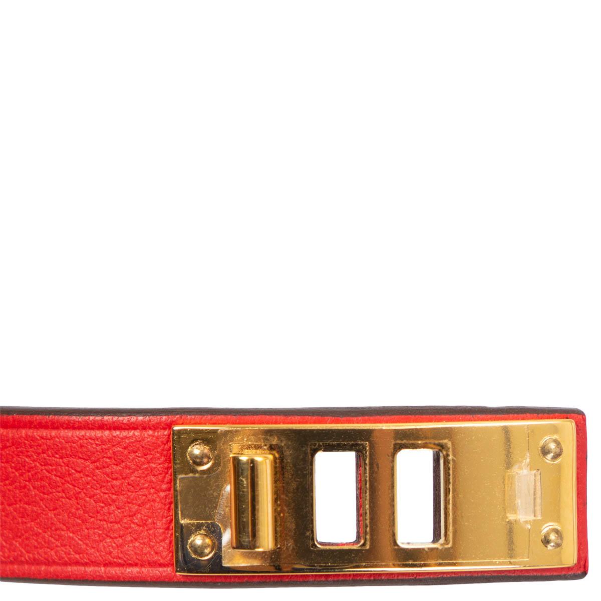 HERMES Rouge de Coeur red leather MINI DOG DOUBLE TOUR Bracelet T2 In New Condition In Zürich, CH