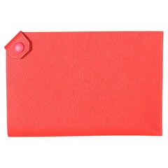 Hermès Rouge De Coeur Rose Extreme Epsom Tarmac PM Passport Holder