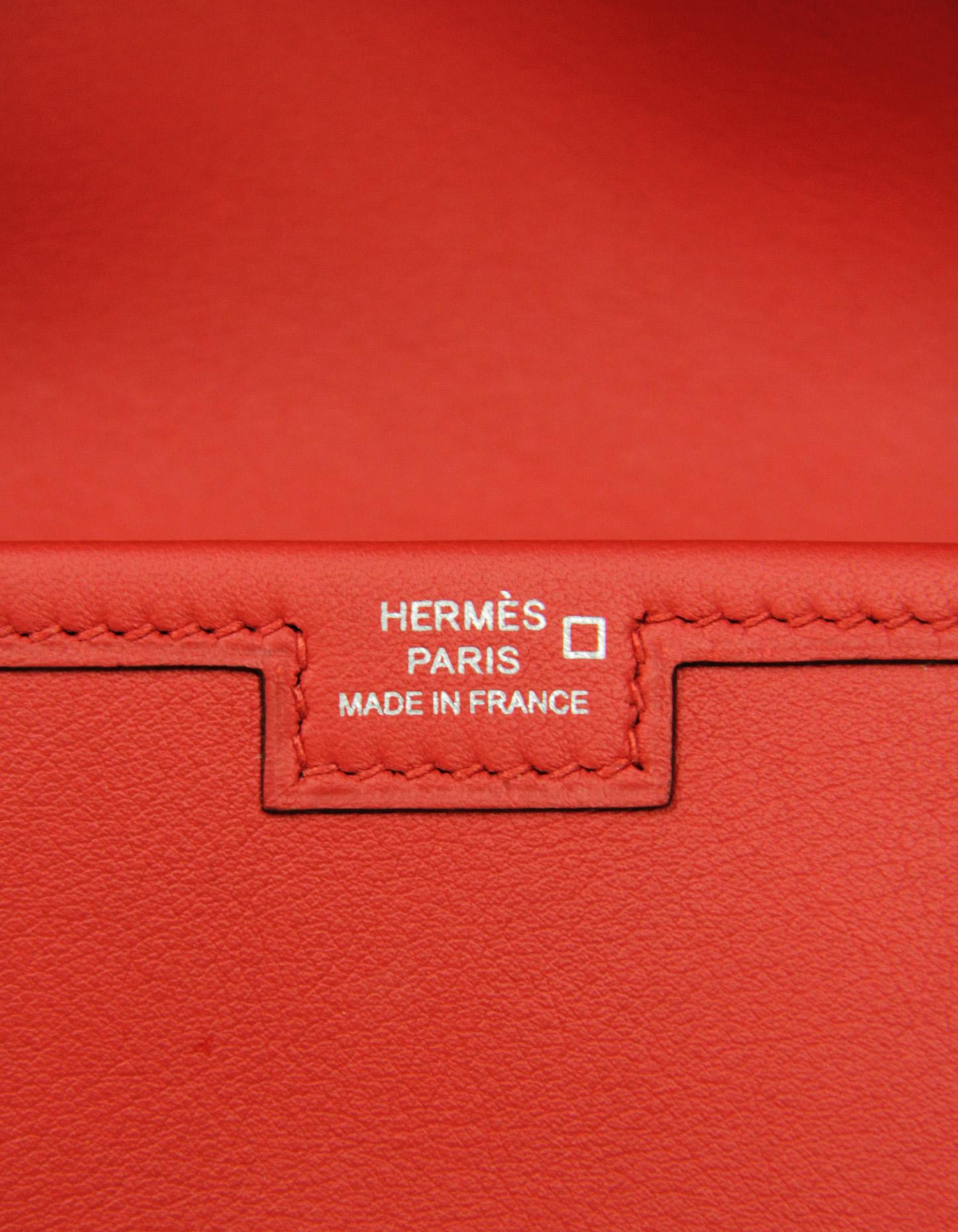 Hermes Rouge De Coeur Swift Leather & Alligator Jige Elan 29 Touch Clutch Bag 4