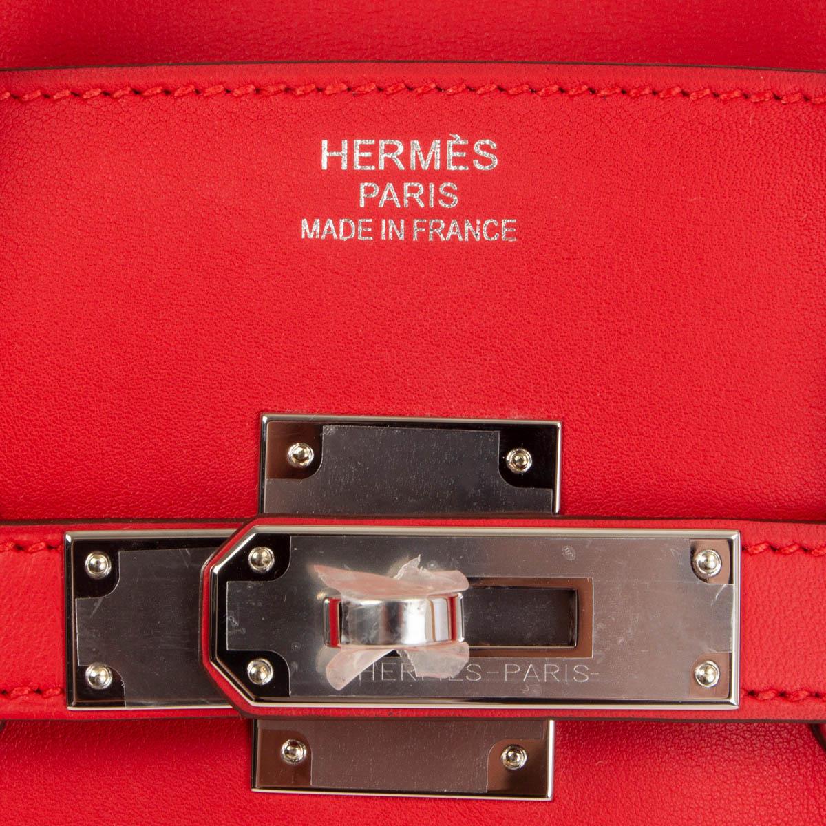 HERMES Rouge de Coeur Swift leather Ecru Toile H BIRKIN 35 FRAY FRAY Tote Bag 1