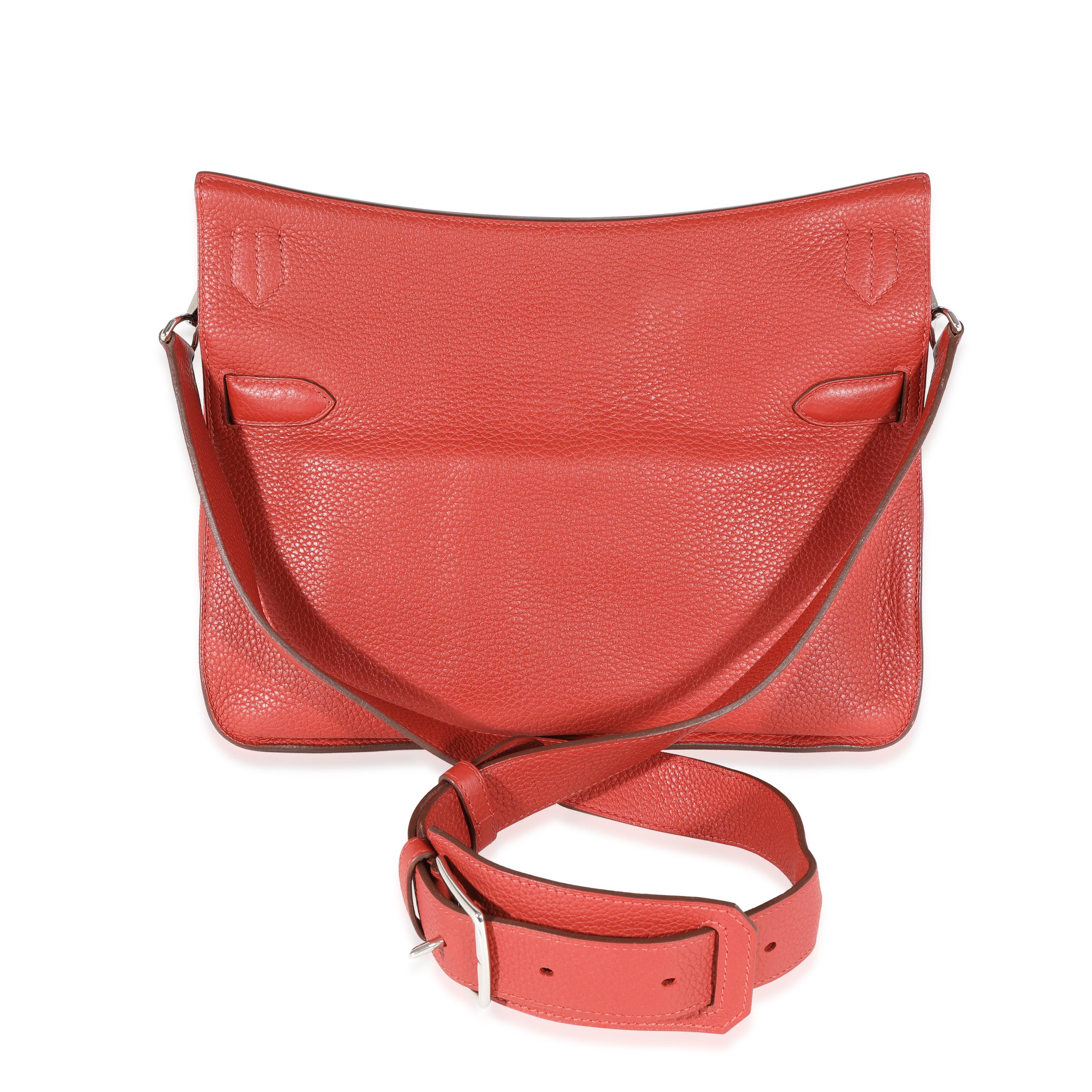 Hermès Rouge Duchesse Clémence Jypsiere 34 PHW In Good Condition For Sale In New York, NY
