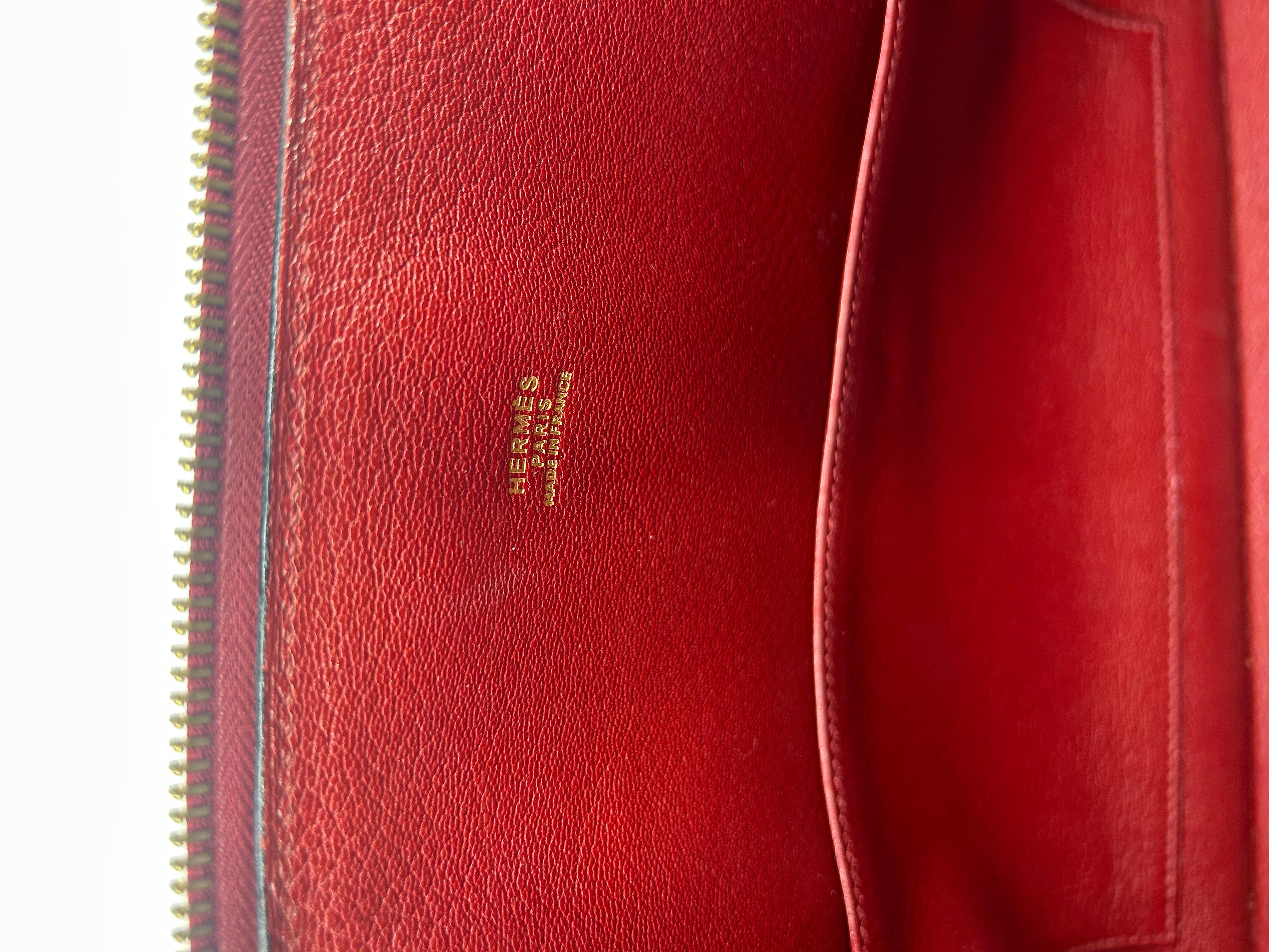 Hermes Rouge Epsom Leather Macpherson Bag c1990s For Sale 8