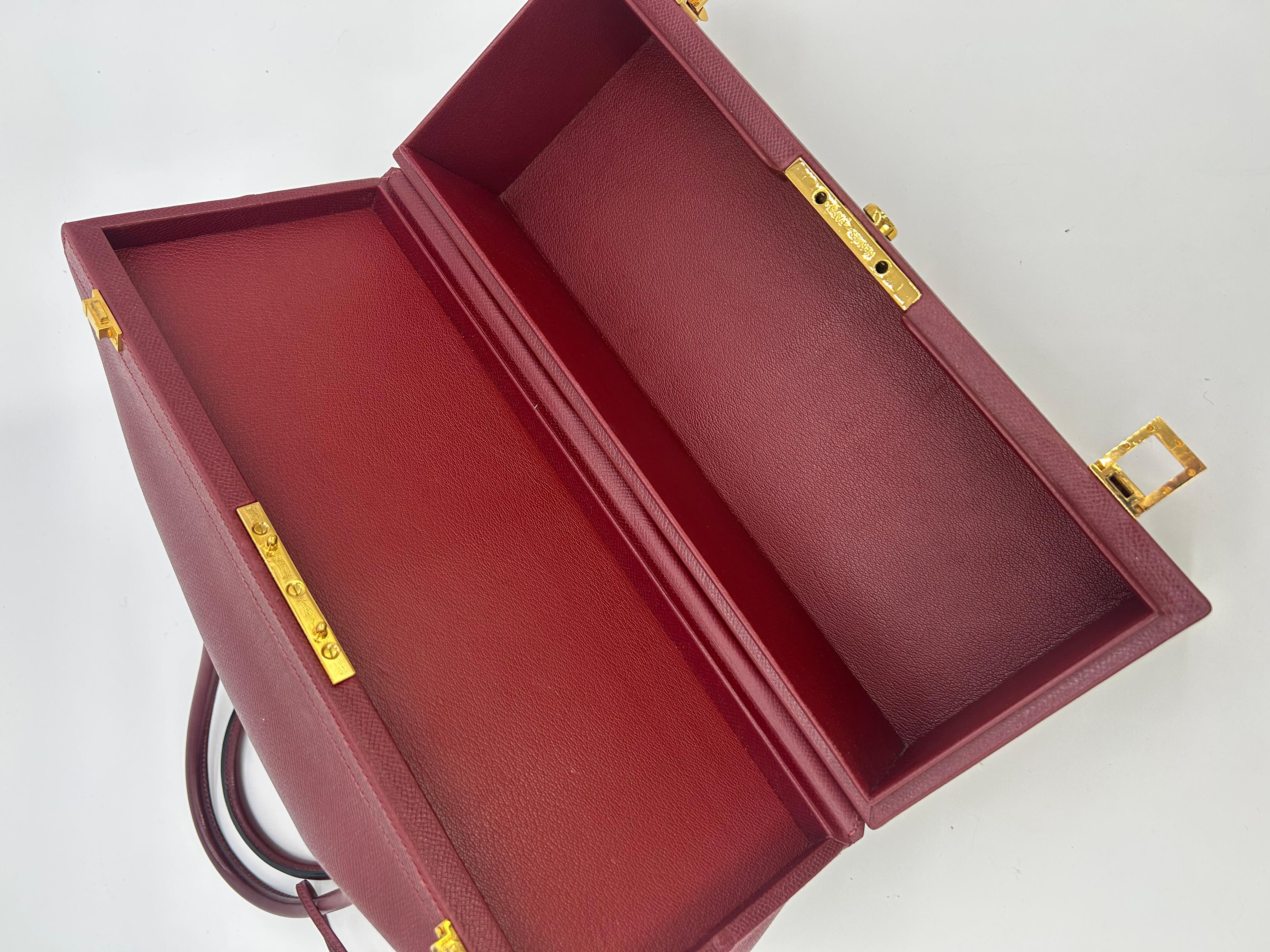 Hermes Rouge Epsom Leather Macpherson Bag c1990s For Sale 10