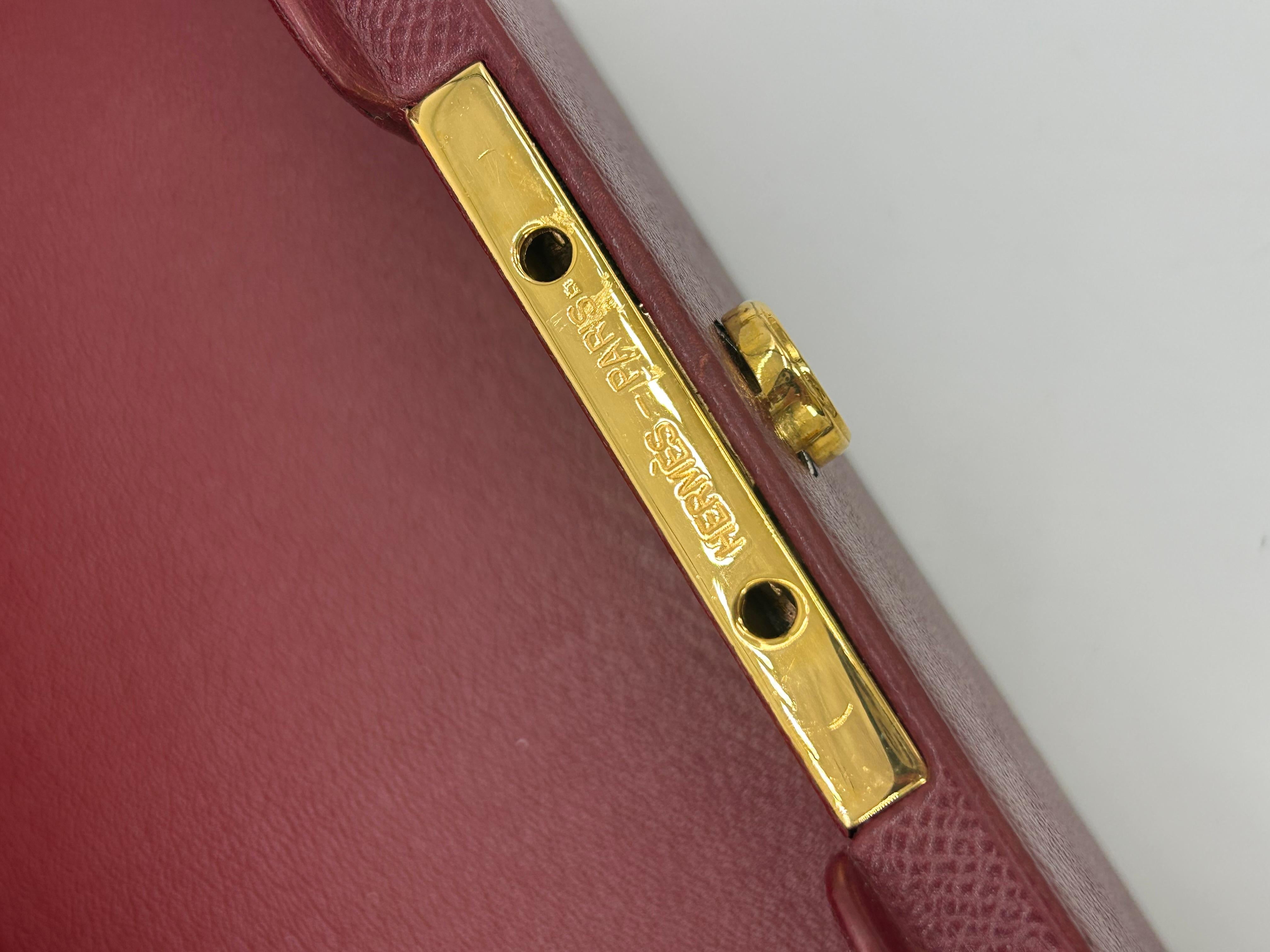 Hermes Rouge Epsom Leather Macpherson Bag c1990s For Sale 11