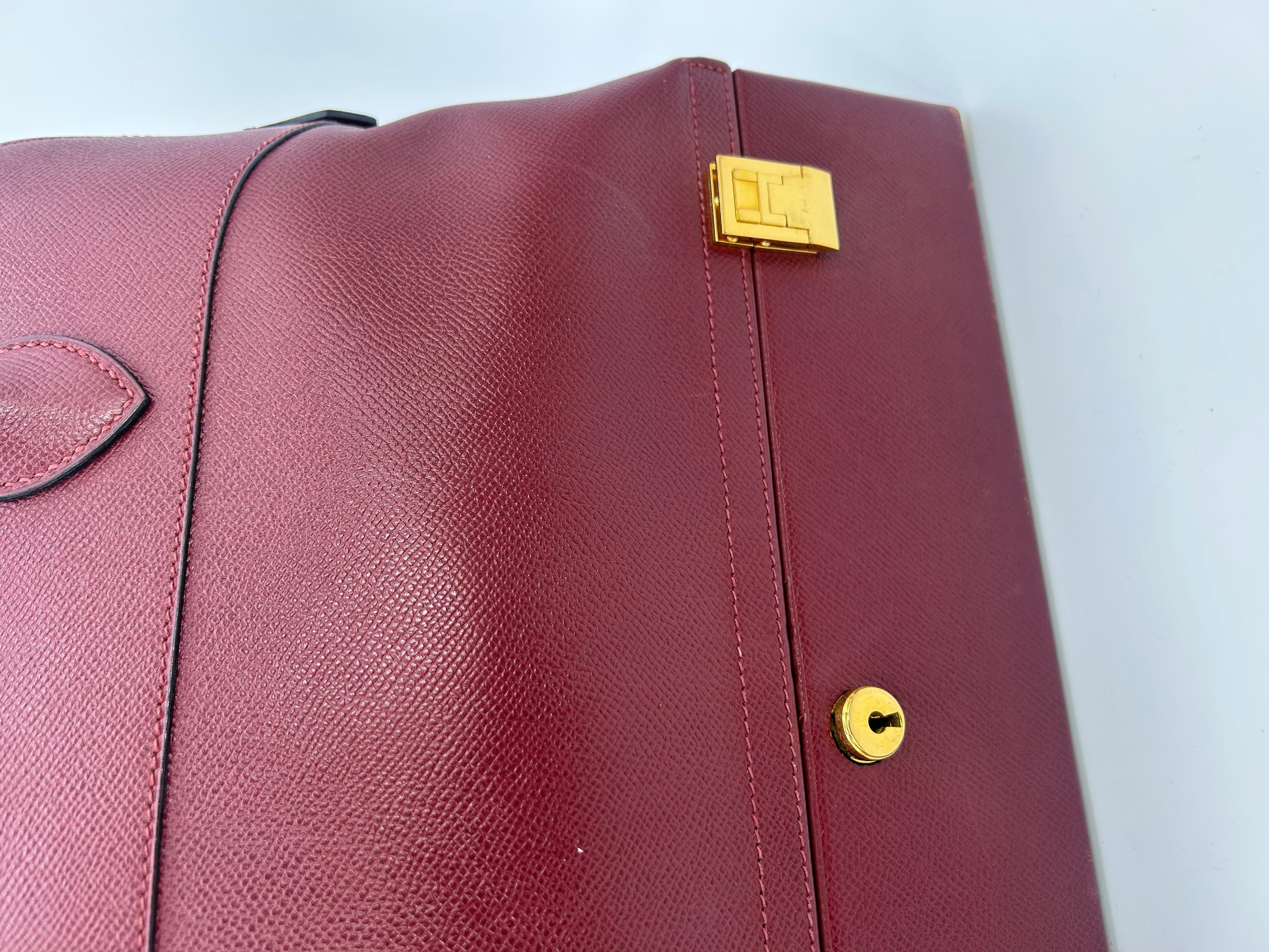 Hermes Rouge Epsom Leather Macpherson Bag c1990s For Sale 3