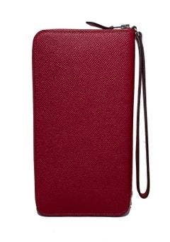 Hermes Rouge Epsom Zip Around Wristlet Wallet