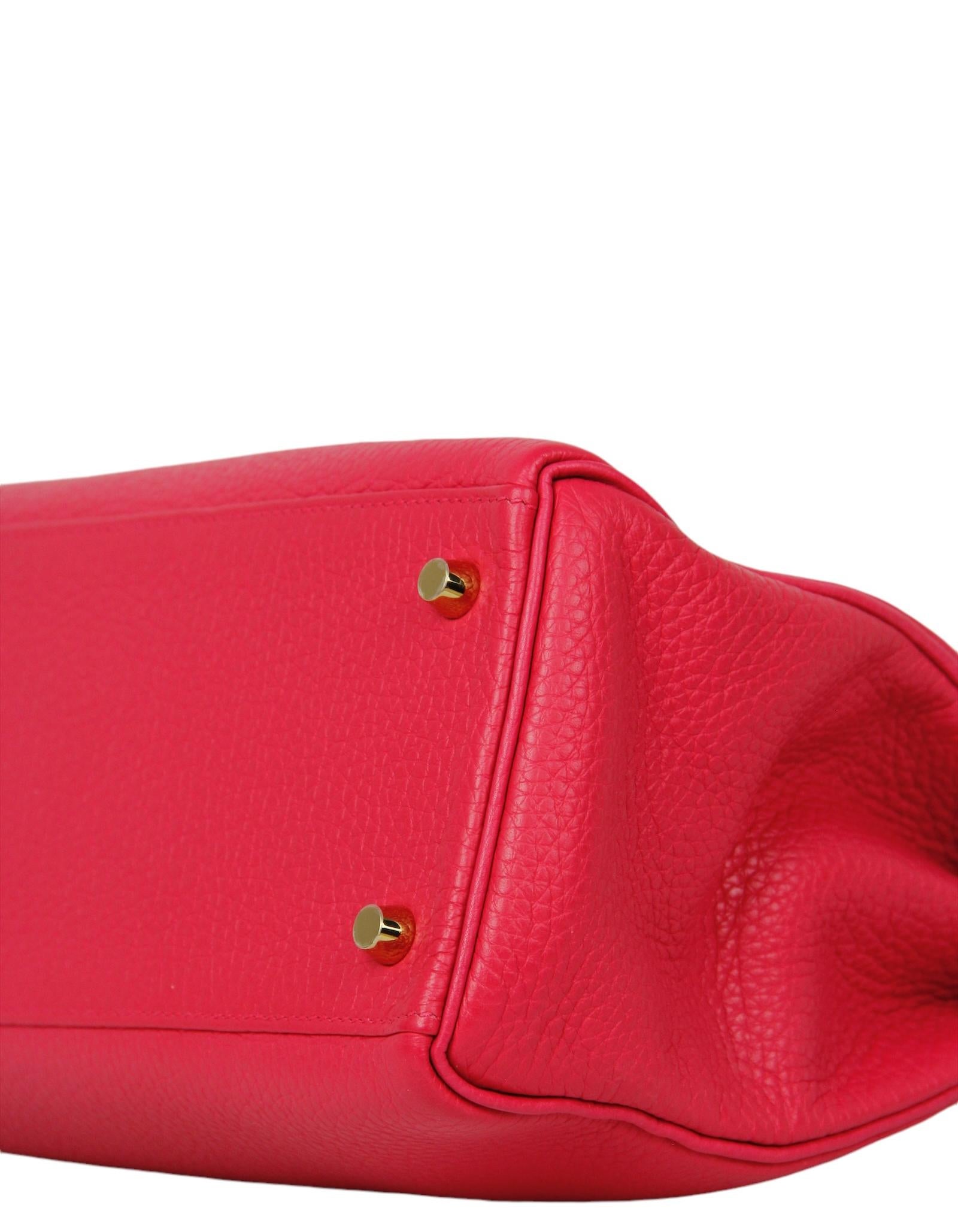 Hermes Rouge Extreme Togo Leather 28cm Retourne Kelly Bag GHW In Excellent Condition For Sale In New York, NY