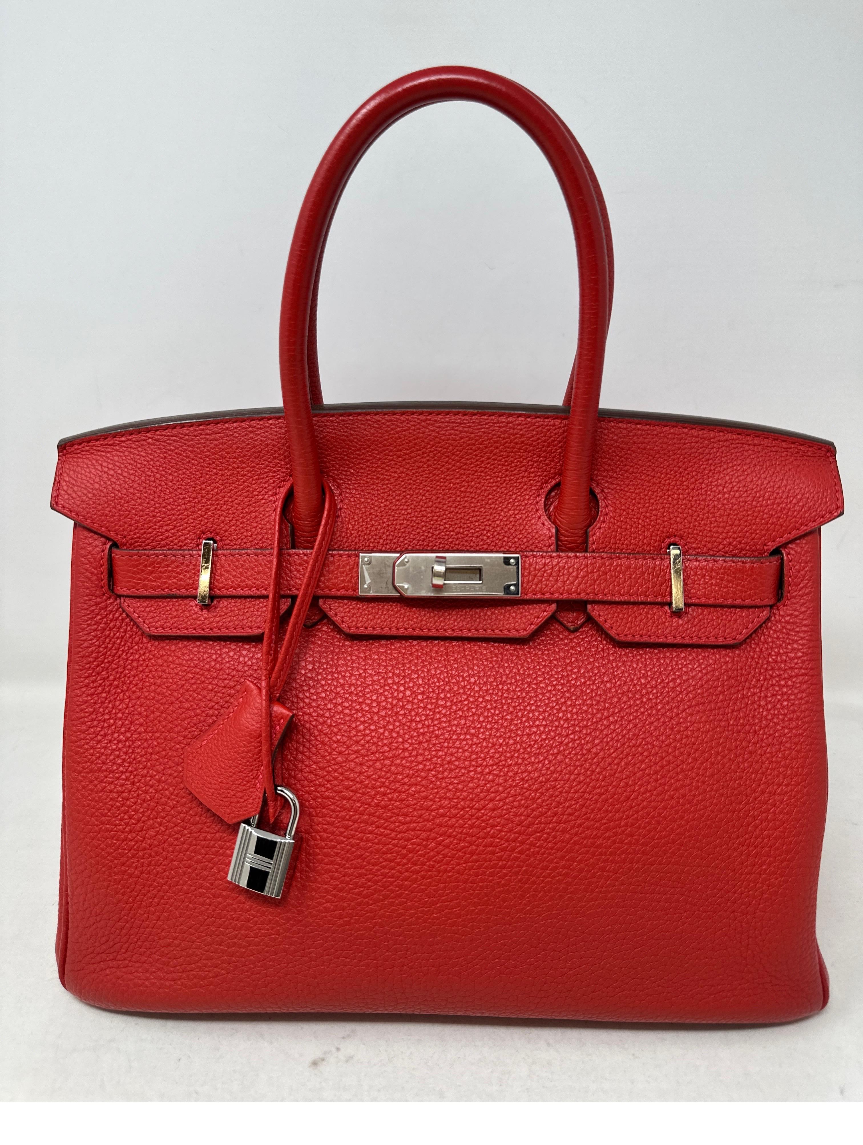 Hermes Rouge Garance Birkin 30 Bag  9