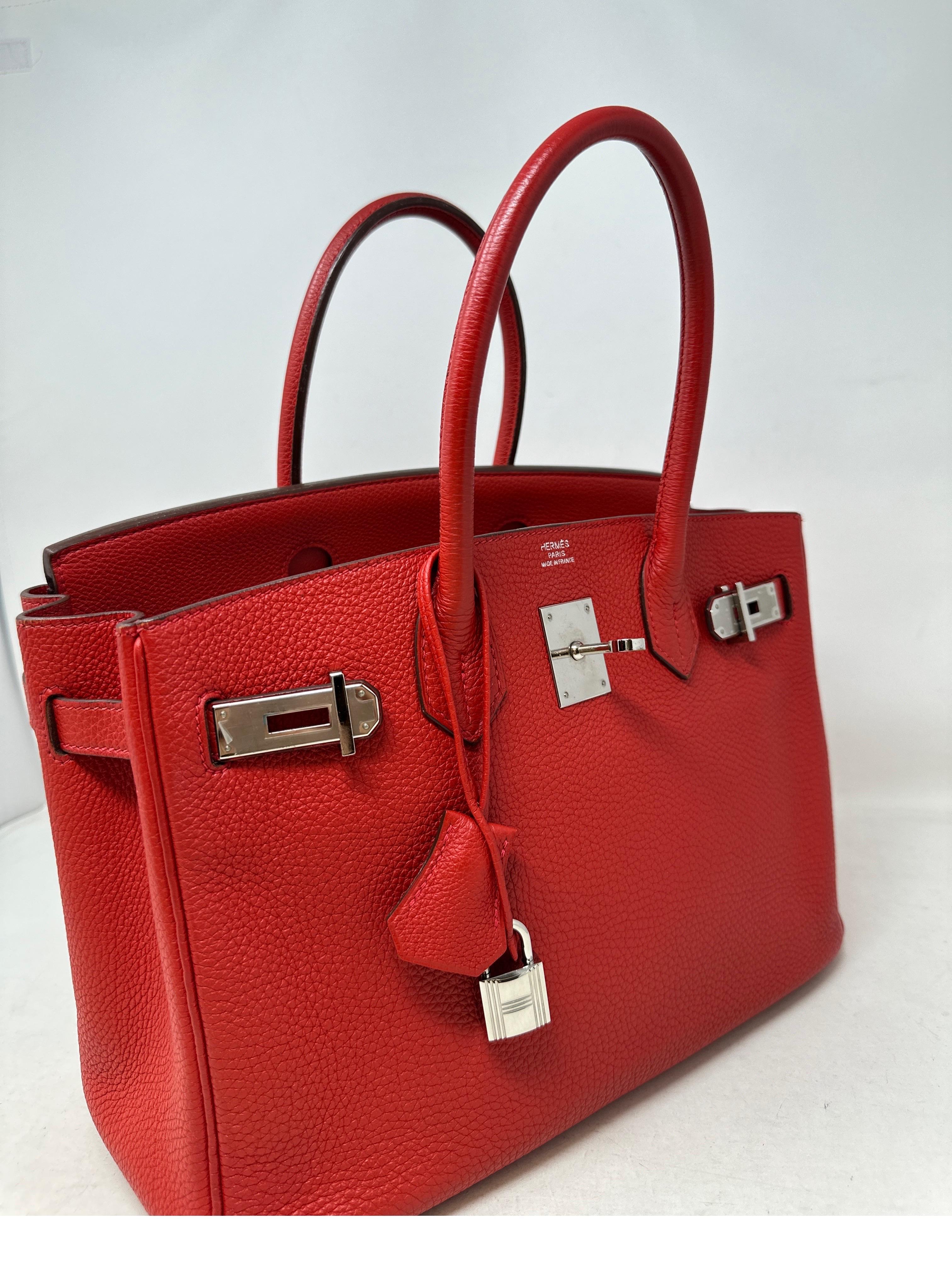 Hermes Rouge Garance Birkin 30 Bag  In Excellent Condition In Athens, GA