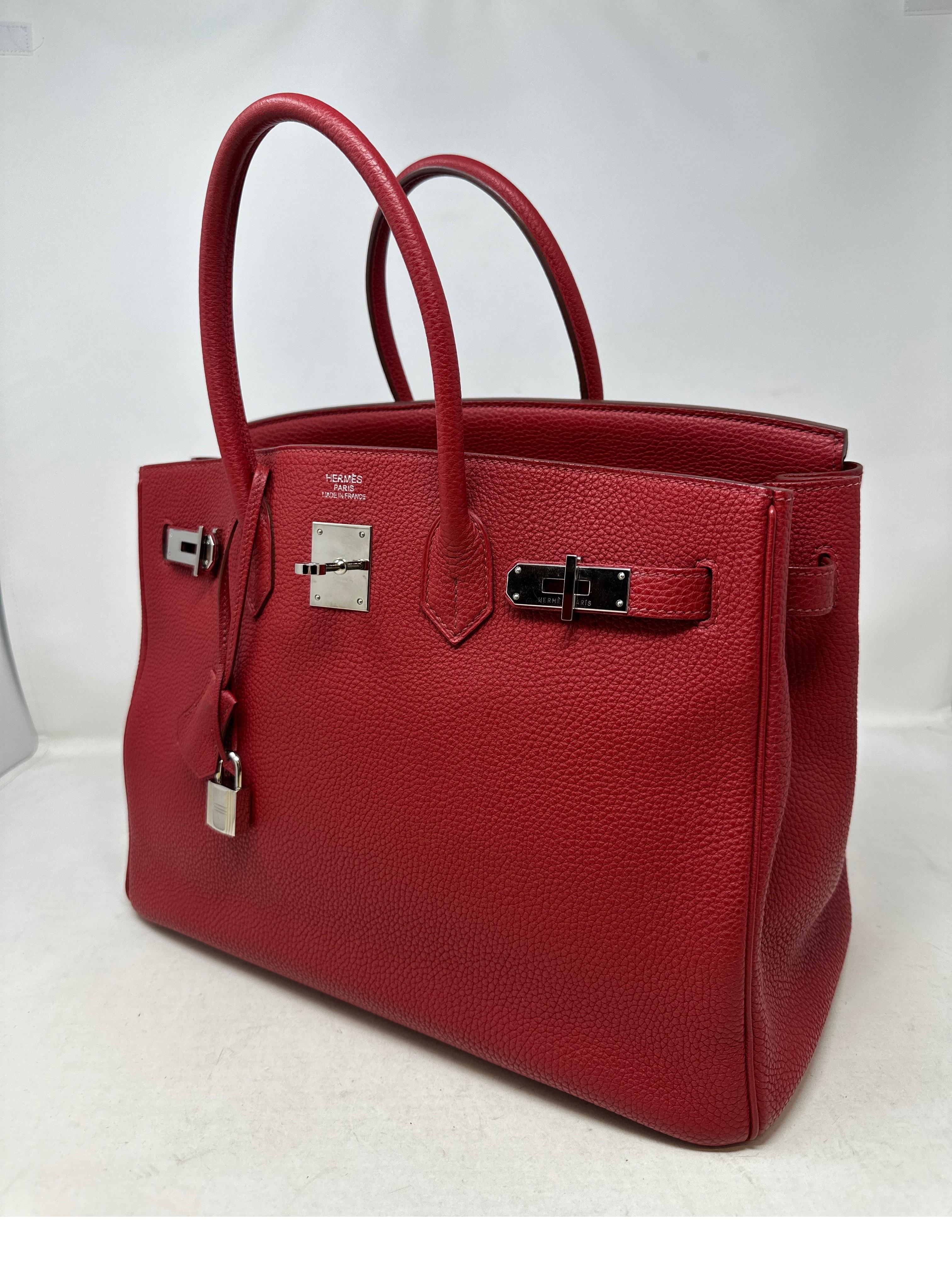 Hermes Rouge Garance Birkin 35 Bag In Excellent Condition In Athens, GA