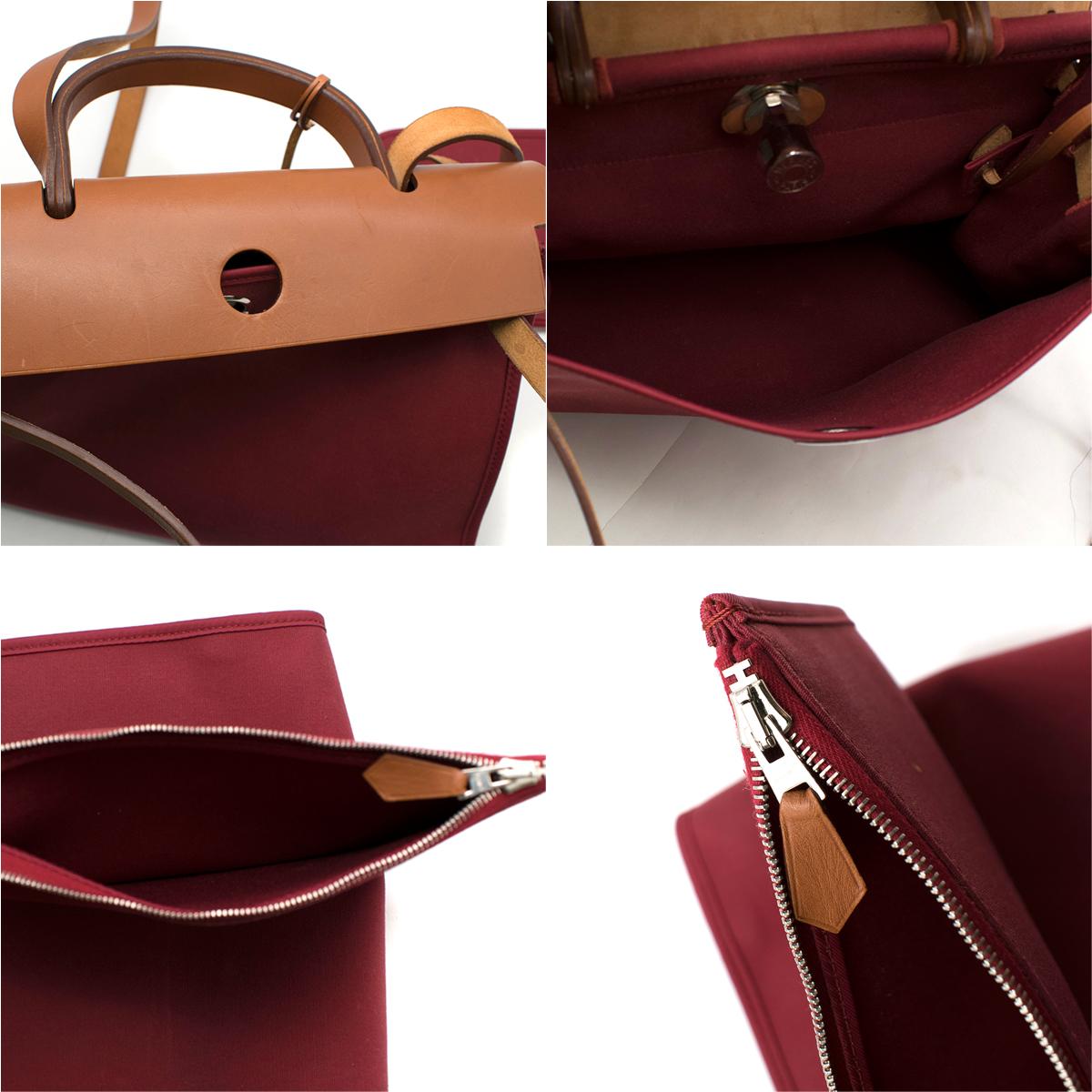 Hermes Rouge Garance Canvas & Leather Herbag Zip PM Bag 5
