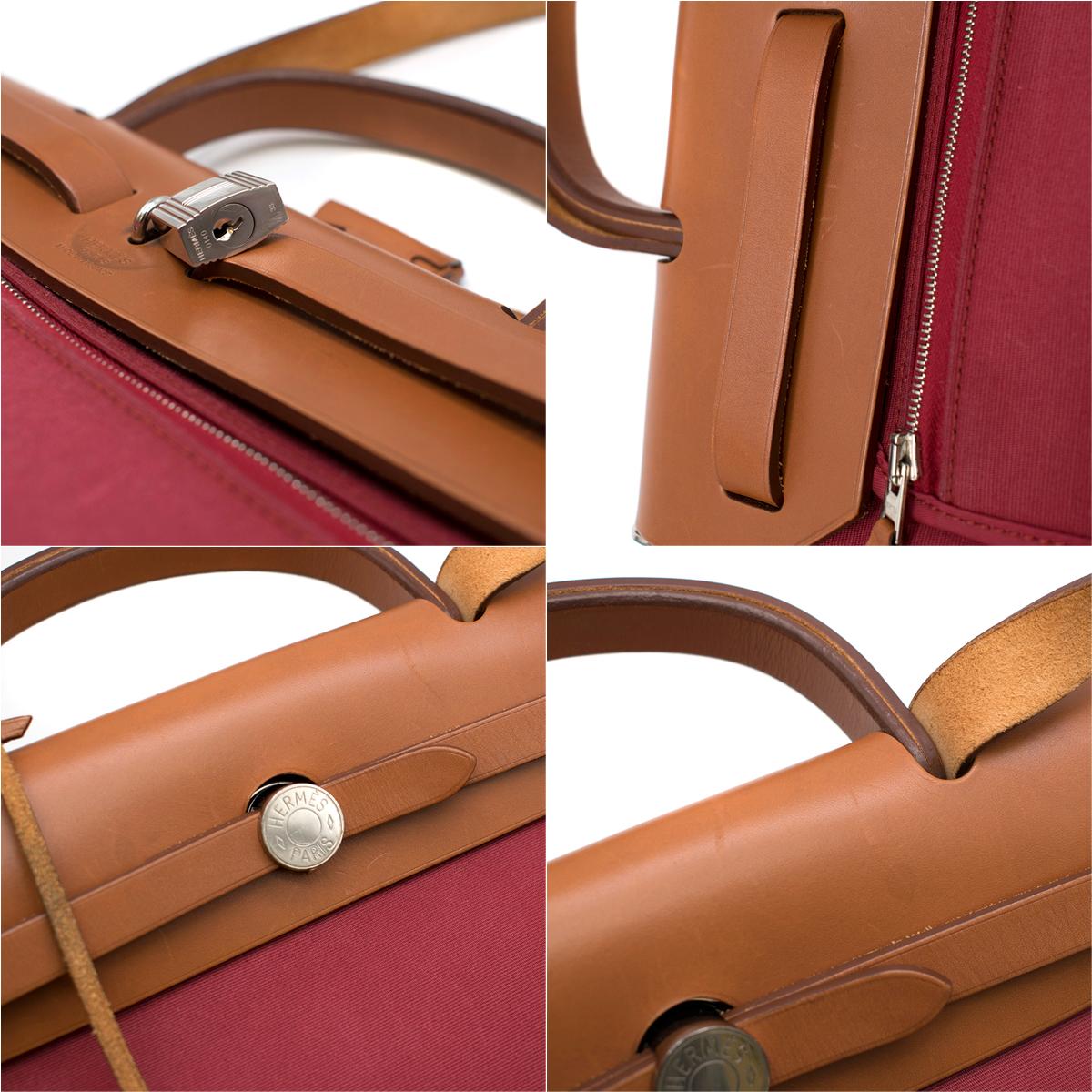 Hermes Rouge Garance Canvas & Leather Herbag Zip PM Bag 2