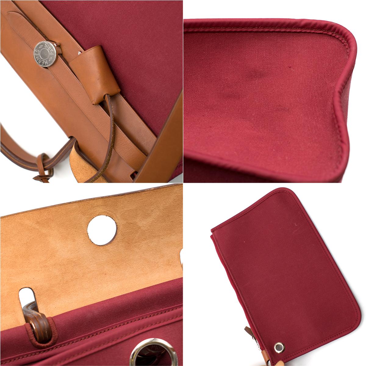 Hermes Rouge Garance Canvas & Leather Herbag Zip PM Bag 3