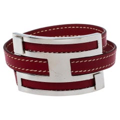 Hermès Rouge Garance Chamonix Leather Pousse Pousse Bracelet