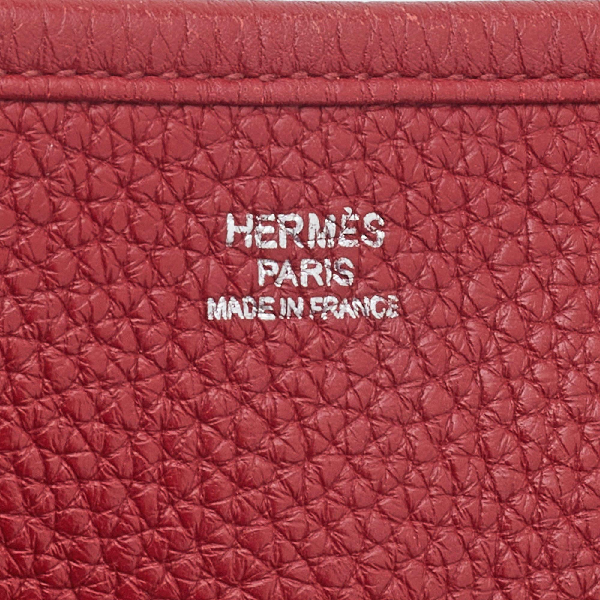 Hermes Rouge Garance Clemence Leather Evelyne III GM Bag 9