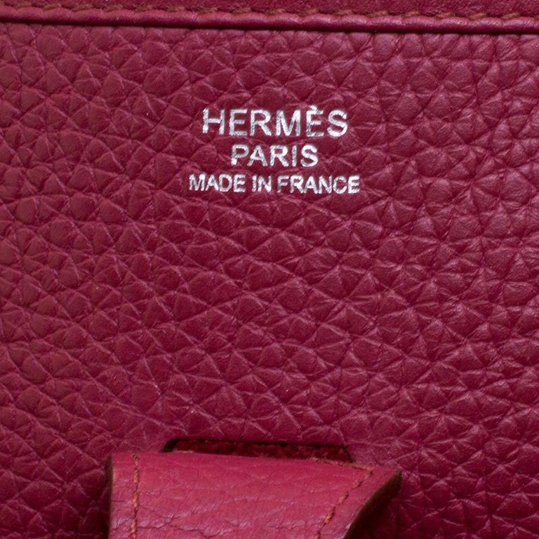 Hermes Rouge Garance Clemence Leather Evelyne III GM Bag Hermes