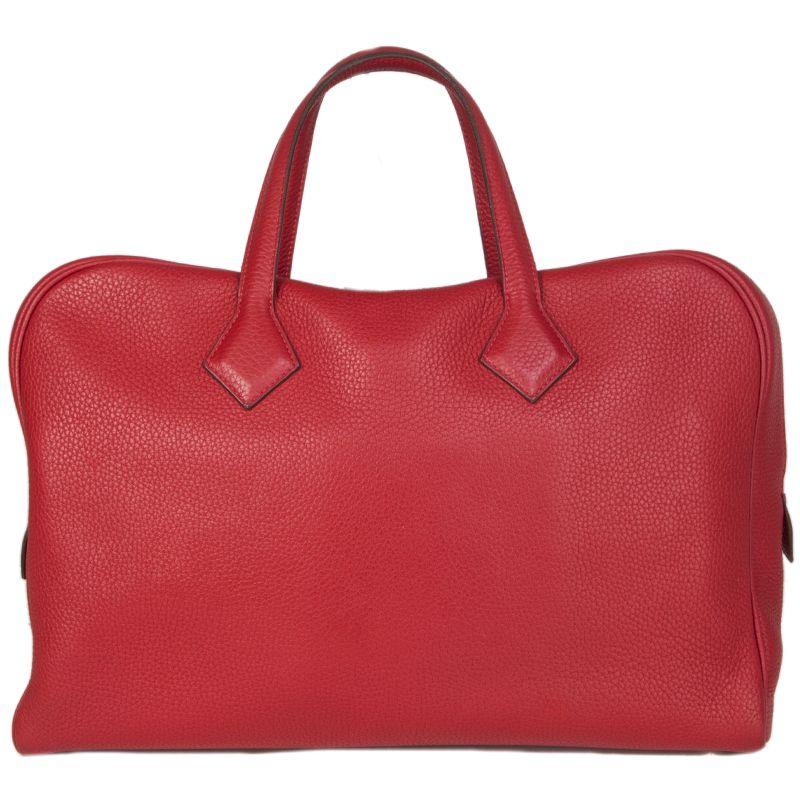 Rouge Hermès - Sac portefeuille « VICTORIA II PORTE-DOCUMENTS » en cuir rouge garance Clemence en vente