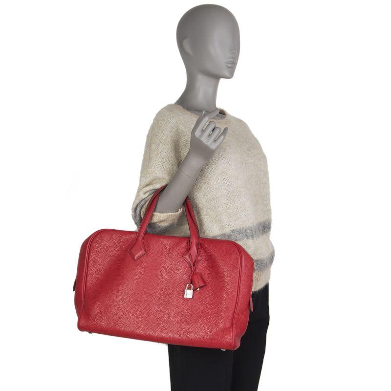 HERMES Rouge Garance Clemence Leder VICTORIA II PORTE-DOCUMENTS Aktentasche Tasche Damen im Angebot