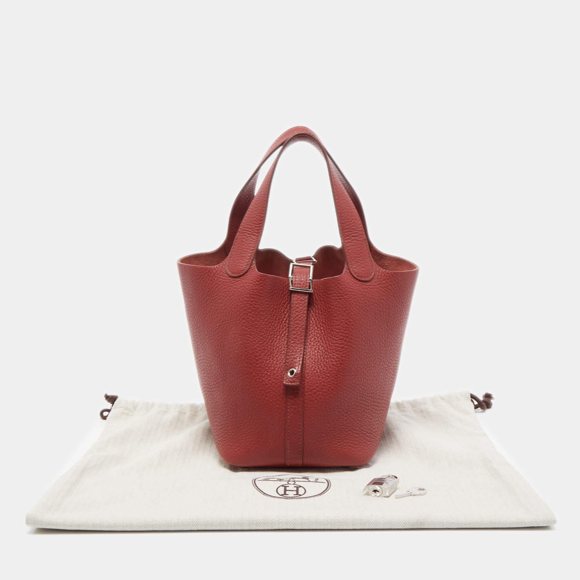 Hermes Rouge Garance Leather Picotin Lock 18 Bag 12