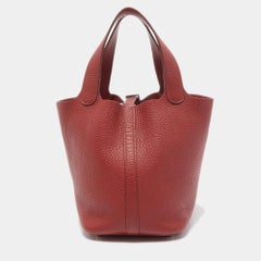 Borsa Hermes Rouge Garance in pelle Picotin Lock 18