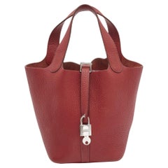 Hermes Rouge Garance Leather Picotin Lock 18 Bag