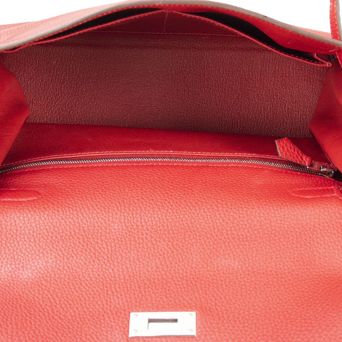 HERMES Rouge Garance red Togo leather KELLY 28 RETOURNE Bag 1