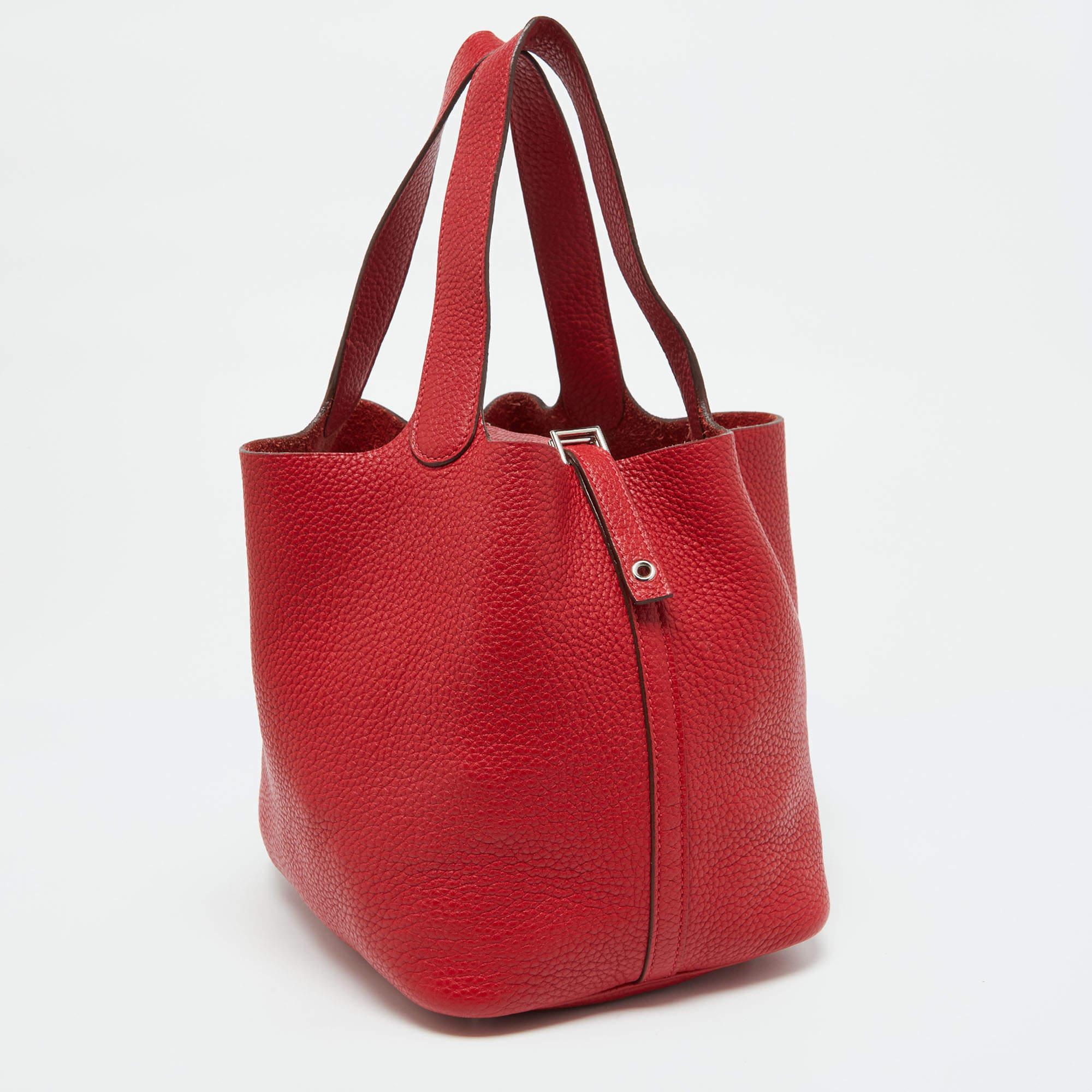 Red Hermes Rouge Garance Taurillon Clemence Leather Picotin Lock 22 Bag