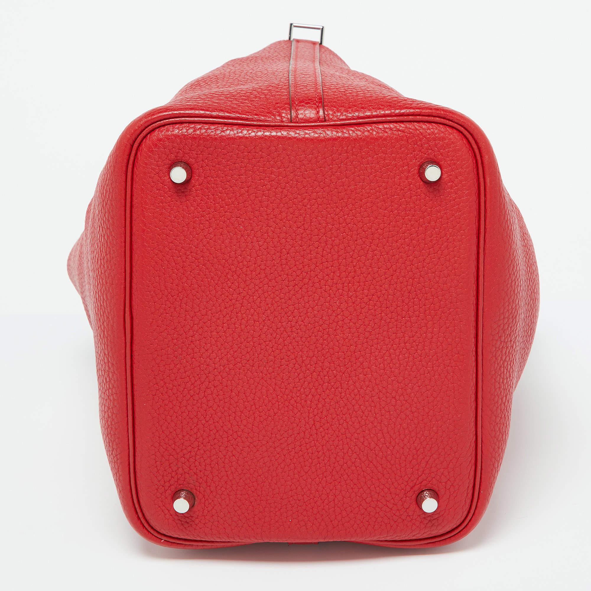 Hermes Rouge Garance Taurillon Clemence Leather Picotin Lock 22 Bag 3