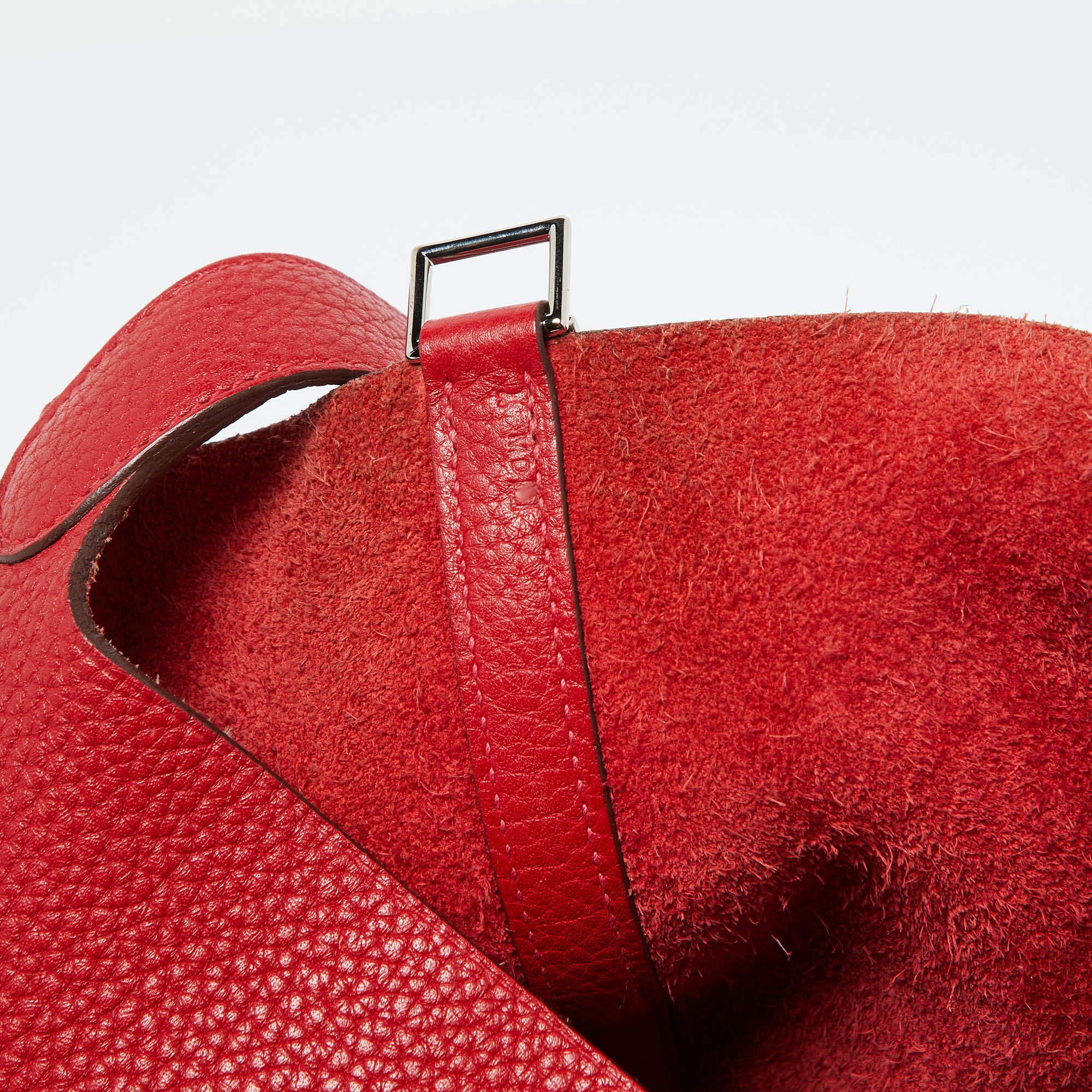 Hermes Rouge Garance Taurillon Clemence Leather Picotin Lock 22 Bag 4