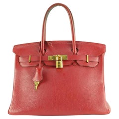 Hermès Rouge Garance Togo Leather Birkin 30 GHW 3H1028