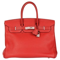 HERMÈS Rouge Garance Togo Leather Birkin 35cm