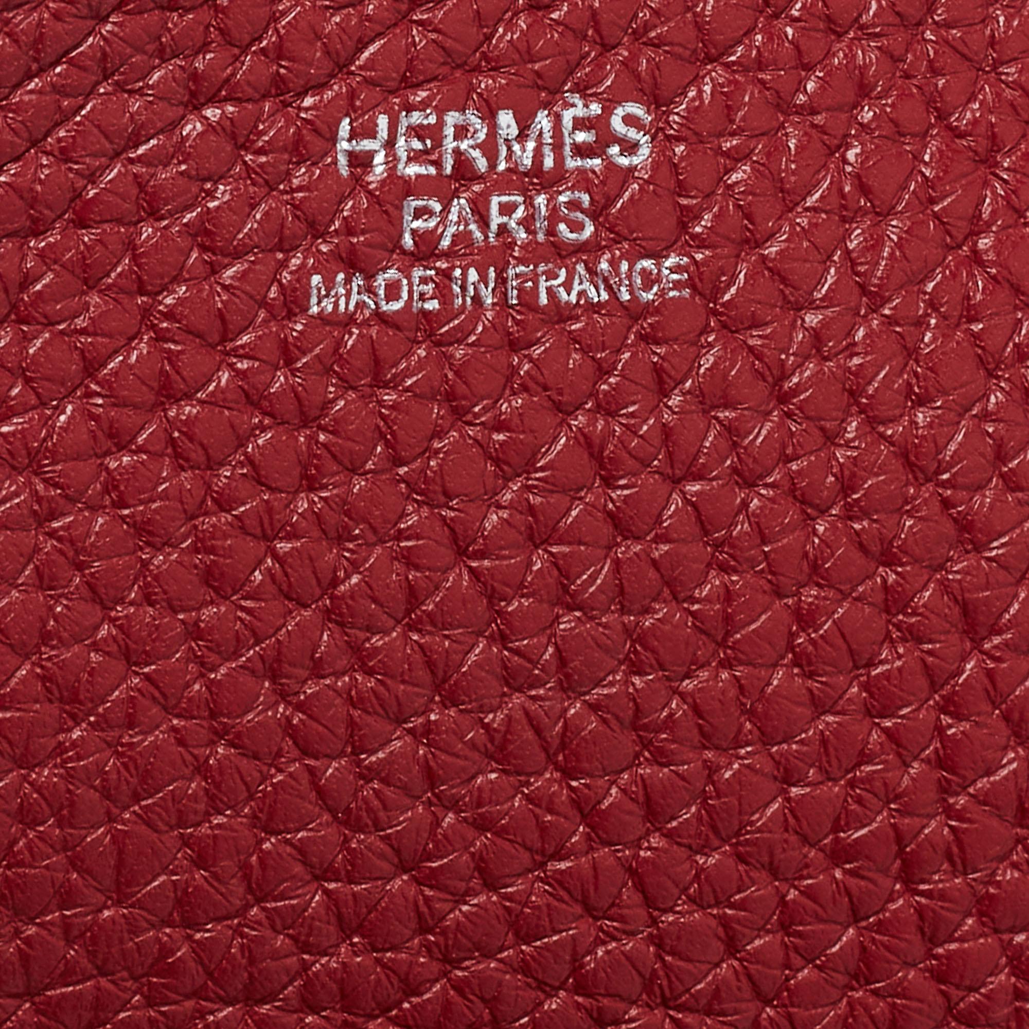 Hermes Rouge Garance Togo Leather Evelyne III TGM Bag 5