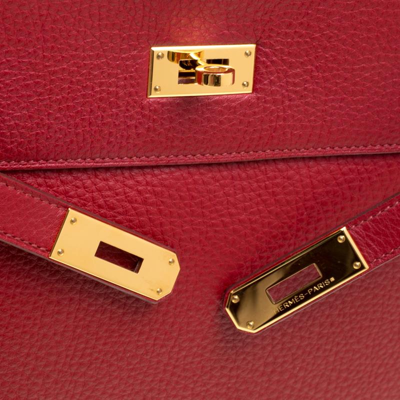 Hermes Rouge Garance Togo Leather Gold Hardware Kelly Retourne 35 Bag 2