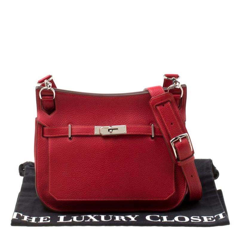 Hermes Rouge Garance Togo Leather Jypsiere 28 Bag 10