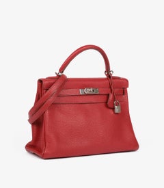 Hermès Rouge Garance Togo Leather Kelly 32cm Retourne