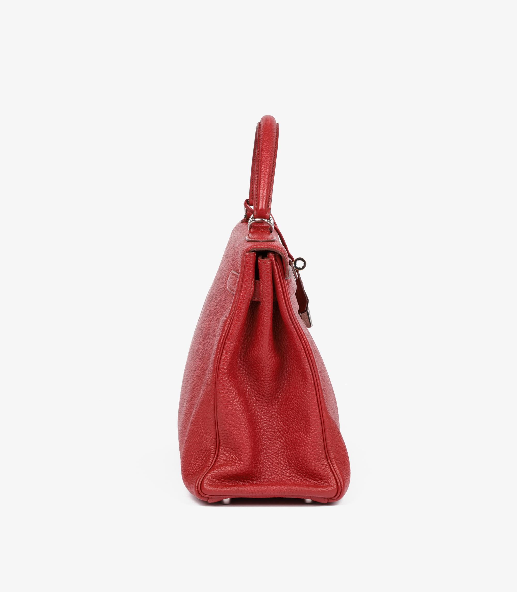 Hermès Rouge Garance Togo Piel Kelly 32cm Retourne Rojo en venta