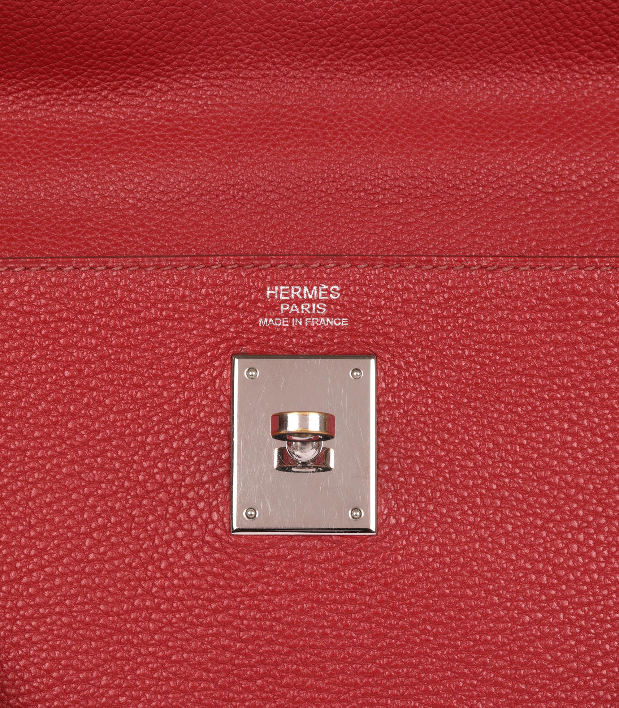 Hermès Rouge Garance Togo Piel Kelly 32cm Retourne en venta 3