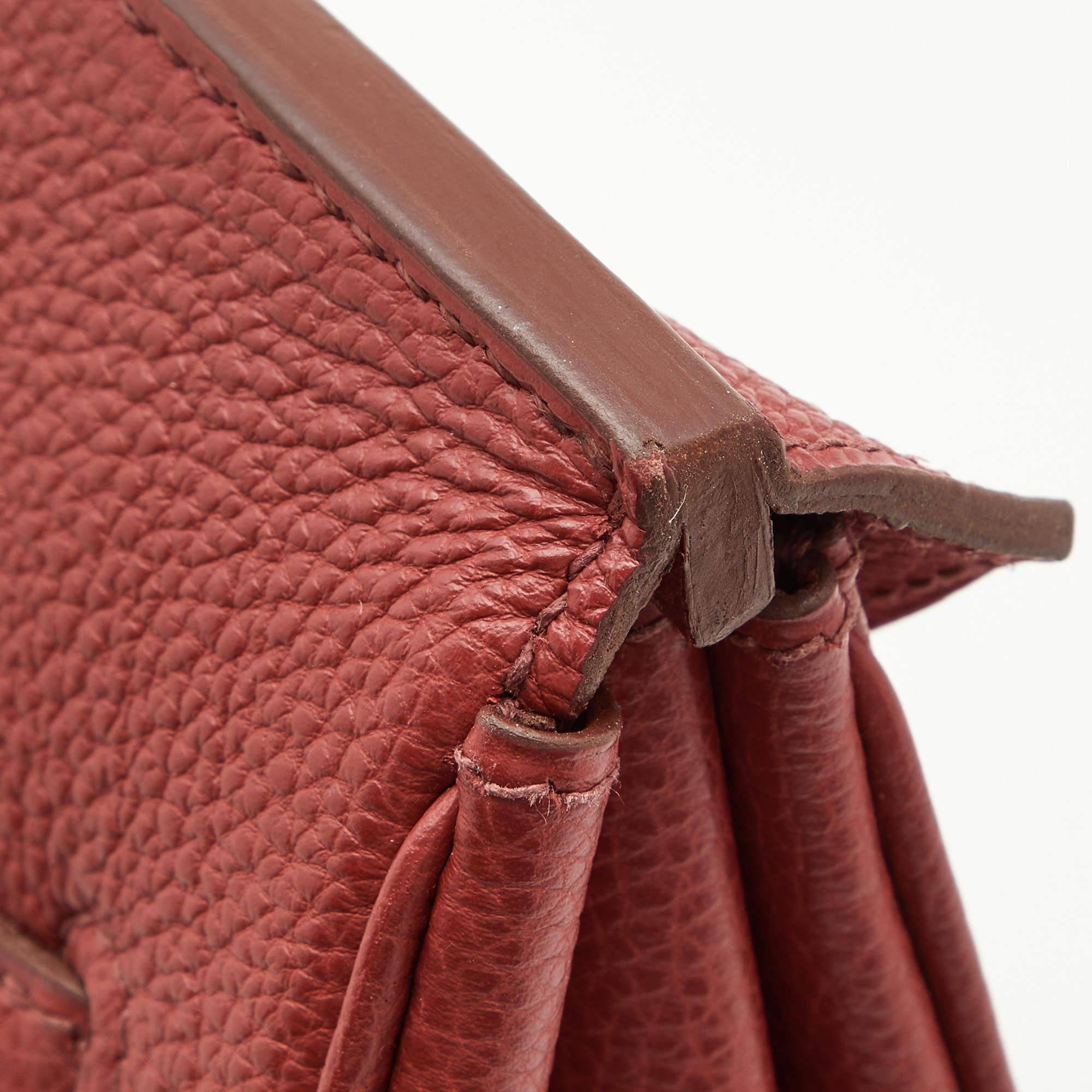 Hermes Rouge Garance Togo Leather Palladium Finish Birkin 35 Bag In Good Condition In Dubai, Al Qouz 2