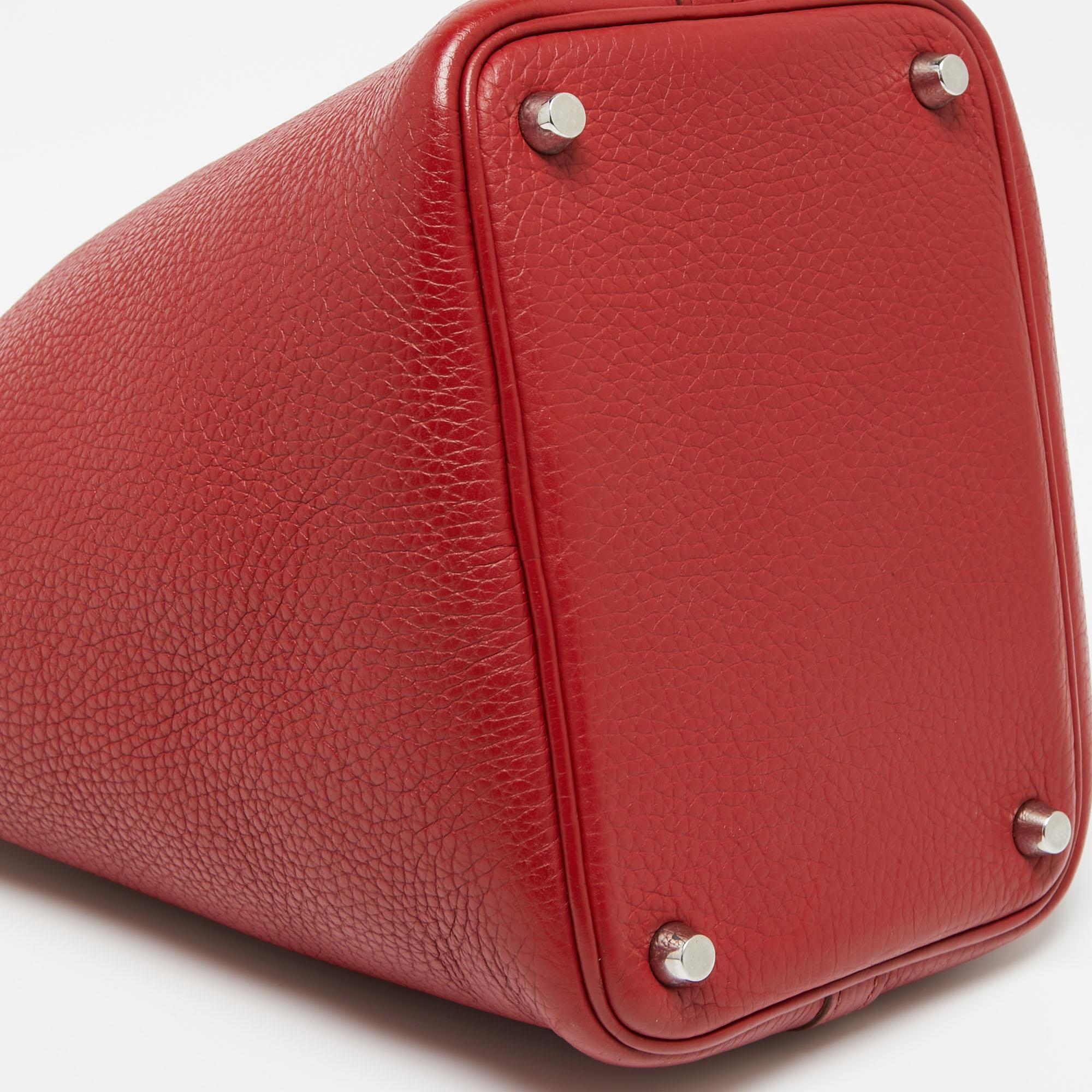 Red Hermes Rouge Garance Togo Leather Picotin Lock 18 Bag