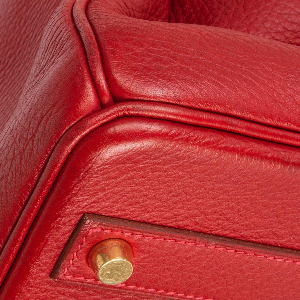 HERMES Rouge Garrance red Clemence leather BIRKIN 40 Tote Bag 5