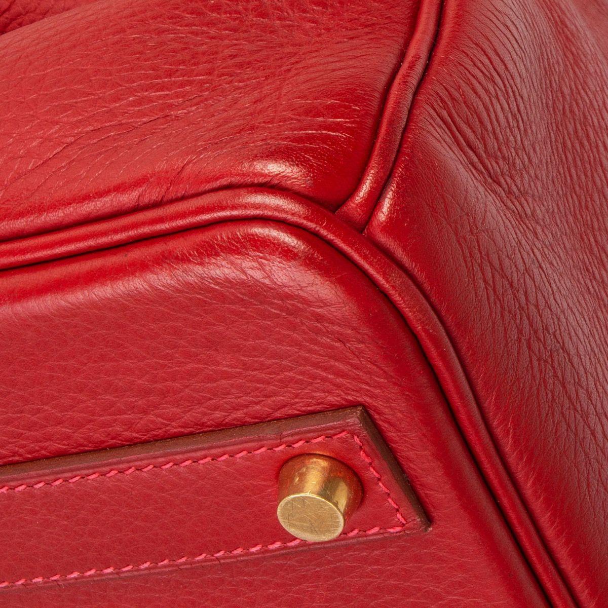 HERMES Rouge Garrance red Clemence leather BIRKIN 40 Tote Bag 6