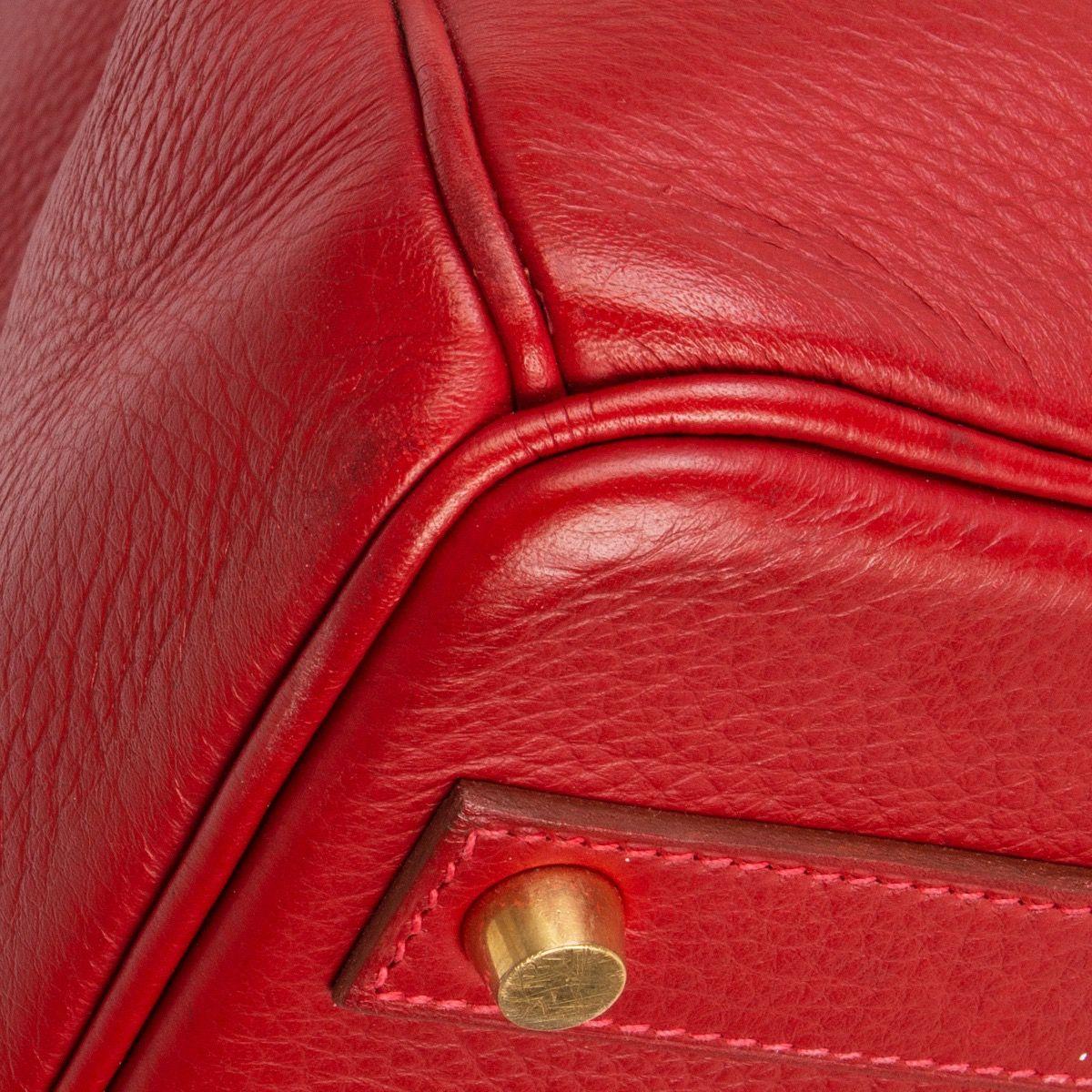 HERMES Rouge Garrance red Clemence leather BIRKIN 40 Tote Bag 7