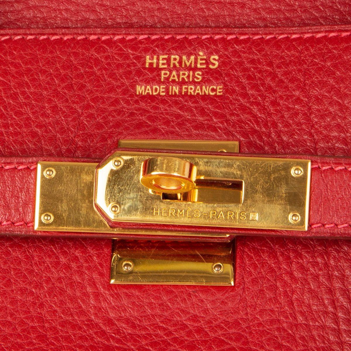 HERMES Rouge Garrance red Clemence leather BIRKIN 40 Tote Bag 2