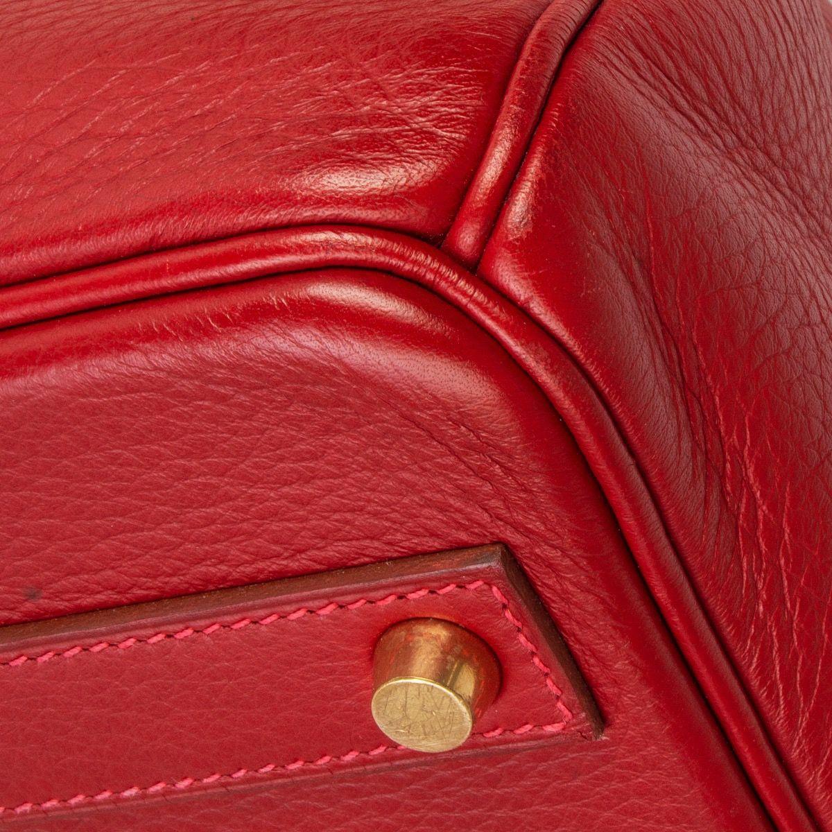 HERMES Rouge Garrance red Clemence leather BIRKIN 40 Tote Bag 4