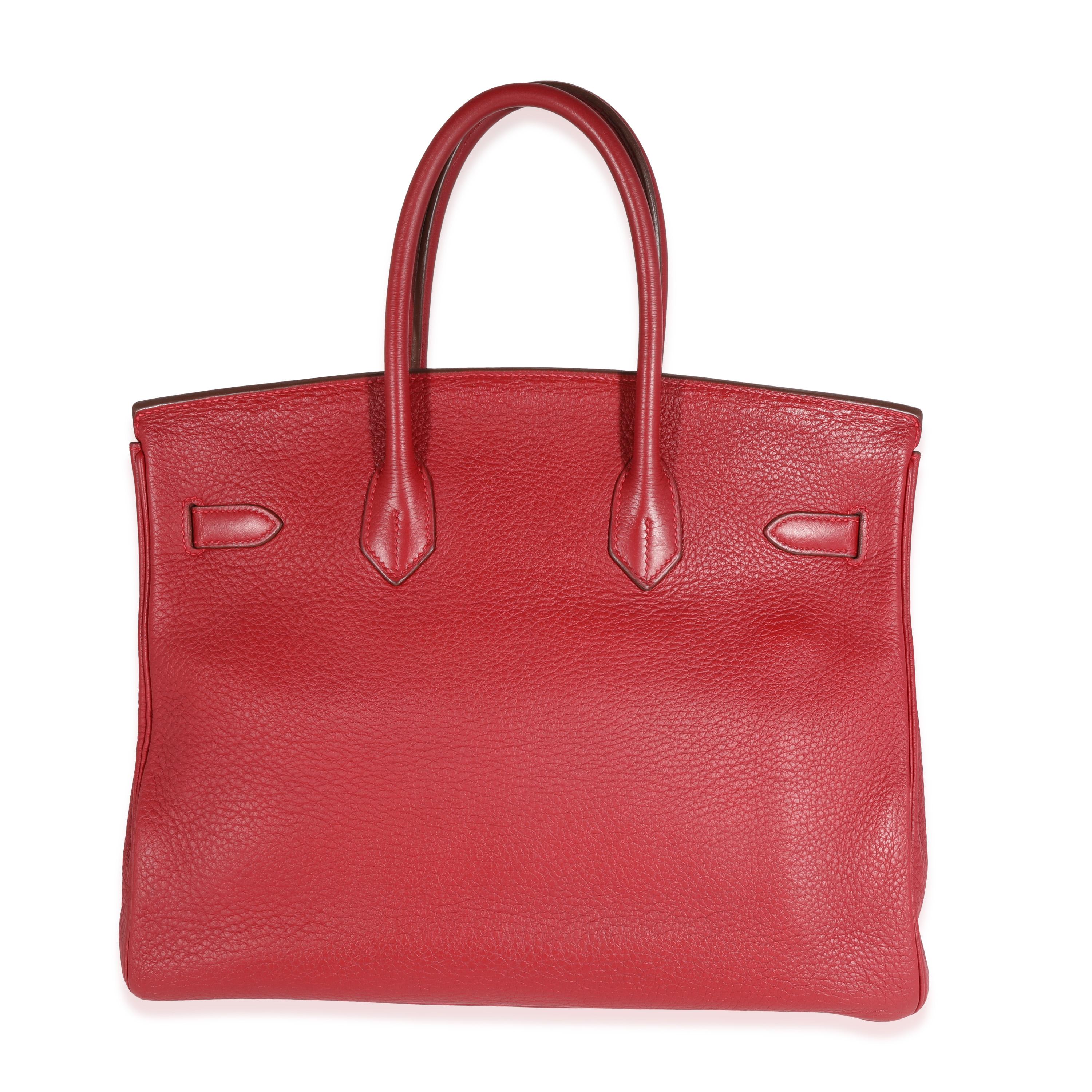 Rose Hermès Rouge Grenat Clèmence Birkin 35 GHW en vente