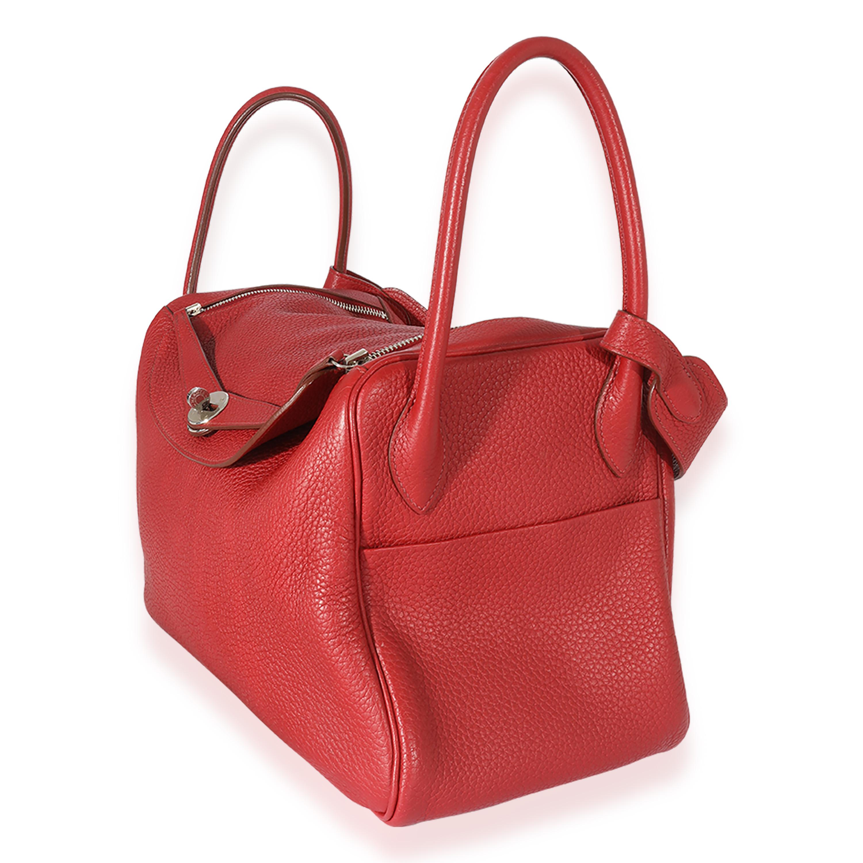 Hermès Rouge Grenat Clémence Leder Lindy 34 PHW für Damen oder Herren im Angebot