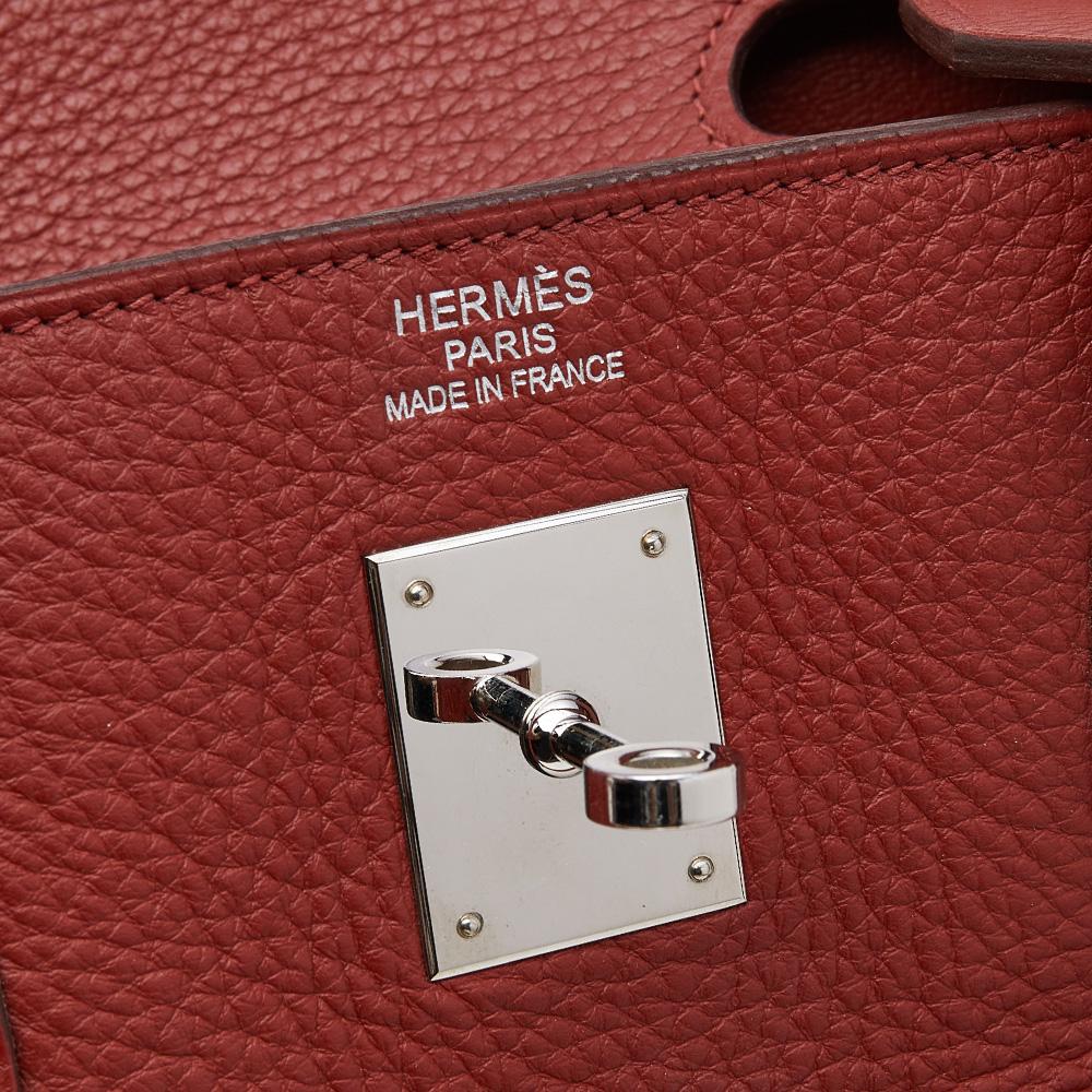 Hermes Rouge Grenat Clemence Leather Palladium Plated Birkin 40 Bag 6