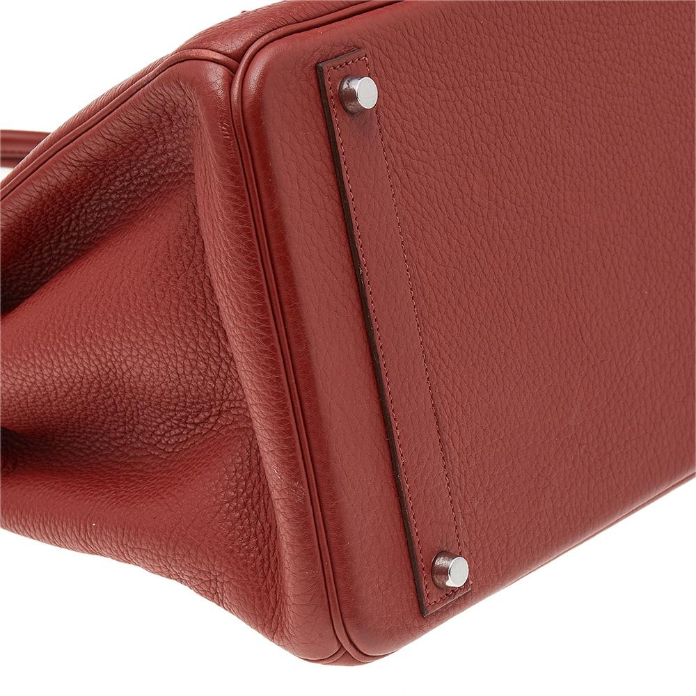 Hermes Rouge Grenat Clemence Leather Palladium Plated Birkin 40 Bag 1