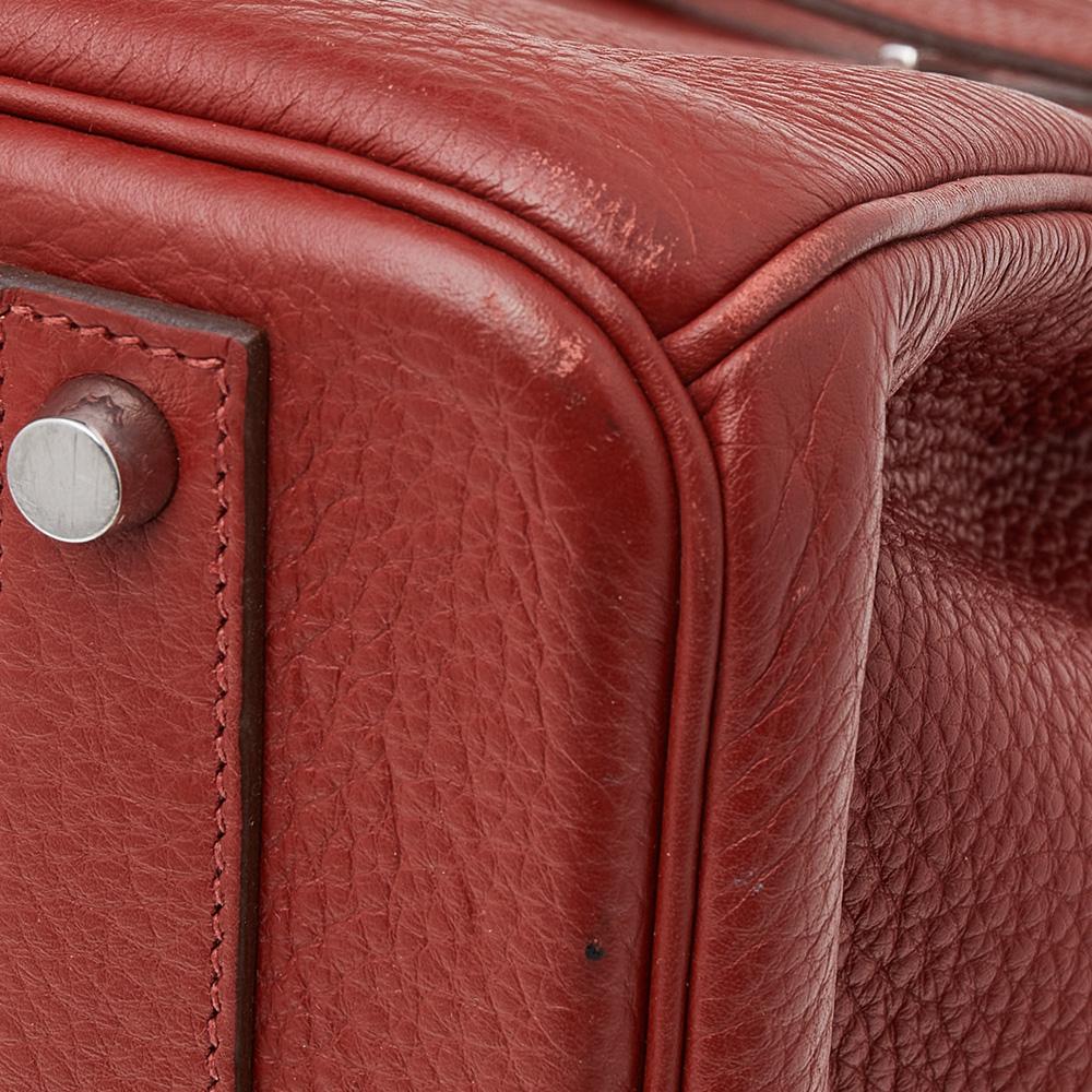 Hermes Rouge Grenat Clemence Leather Palladium Plated Birkin 40 Bag 3
